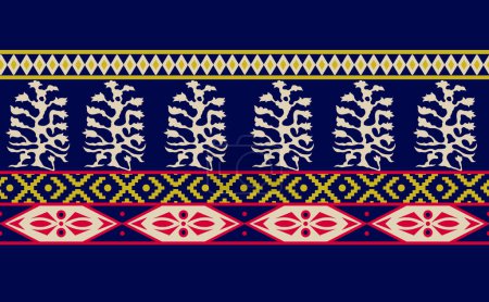 Téléchargez les photos : Beau motif oriental ethnique géométrique traditionnel sur fond bleu.Style aztèque, abstrait, illustration.design pour texture, tissu, vêtements, emballage, décoration, tapis, produits print.craft. - en image libre de droit