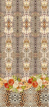 Abstraktes farbenfrohes exotisches Illustrationsmuster. Kreative Collage zeitgenössischer nahtloser Muster. Modische Vorlage für Design. Afrikanischer Stil. nahtloses Leopardenmuster, von Hand gezeichnet.