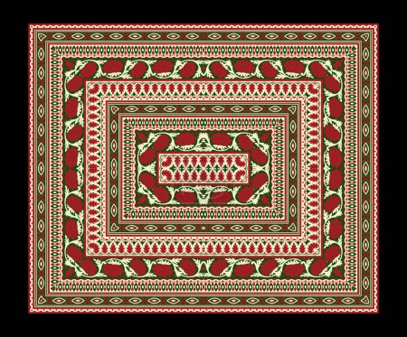 Eine schöne digitale Textilblume, geometrische Ornament ethnischen Stil Borderdesign handgefertigten Kunstwerk Muster mit Aquarell, Trend, Textur, Vintage-Handzeichnung, Elemente