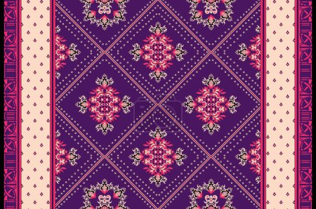 Schöne braune florale nahtlose Muster auf weißem Hintergrund. Aztekischer Stil, traditionell, Vektorillustration.Design für Textur, Stoff, Kleidung, Verpackung, Dekoration, carpet.strickstick.boho Stil.