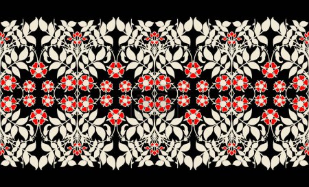 Seamless paisley flower border design. Seamless paisley flower border and motif design. Textile Digital motif design luxury ornament ikat ethnic baroque pattern set of damask decor border handmade artwork.
