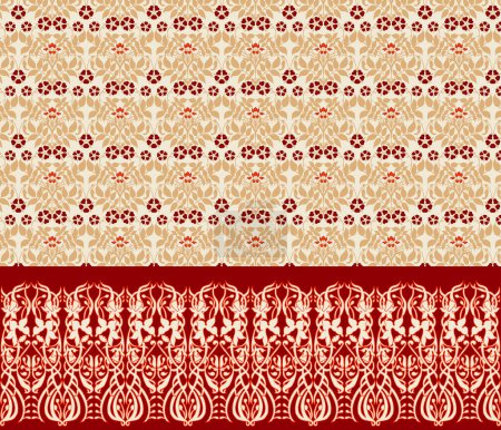 Photo for Textile digital design carpet motif luxury pattern decor border ikat ethnic hand made artwork suitable frame gift card wallpaper women cloth front back and duppata print in fabric use textile industry - Royalty Free Image