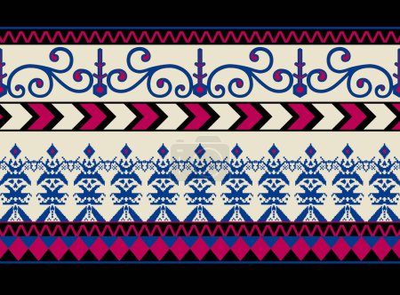 Ikat bordado paisley floral sobre fondo blanco.patrón oriental étnico geométrico tradicional.Azteca estilo abstracto vector illustration.design para textura, tela, ropa, envoltura, decoración, sarong.