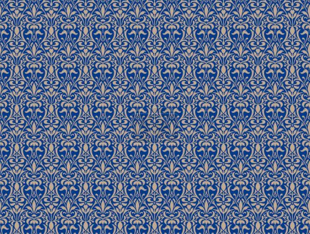 Nahtlose Vintage-Zieraquarell-Farbmuster für Stoff und Keramikfliesen. Indigo Portugiesisch abstrakten filigranen Hintergrund. Klassischer blauer Damast, handgezeichnetes florales Design.