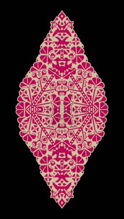 Bordado vector plantilla Tatreez, adorno de cuello de la moda palestina. Un hermoso ornamento geométrico diseño de borde de estilo étnico patrón de obras de arte hechas a mano con acuarela, tendencia, textura.