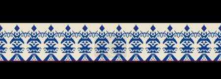 Schöne Figur Stammesindische geometrische ethnische orientalische Muster traditionell auf blauem Hintergrund. Aztec-Stil, Stickerei, abstrakte, Vektorillustration. Design für Textur, Stoff, Kleidung, Verpackung, Teppich.