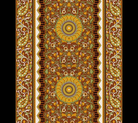 Photo for Ornamental Base Background Repeat All over Floral Texture Multi Colored Creative Ethnic Textile Design Pattern - Royalty Free Image