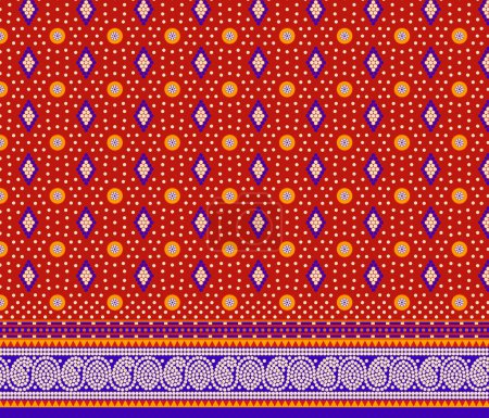 daman kurti motivos arte Nuevas impresiones patrón papel pintado ilustraciones diseño ajrak batik, shibori, diseño daman geométrico. Diseño textil tradicional ajrak para camisa y dupatta.