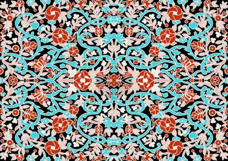 Türkisches nahtloses Muster mit luxuriösem Blumenschmuck. Traditionelle arabische, indische Motive. Ideal für Stoff und Textilien, Tapeten, Verpackungen oder jede gewünschte Idee.