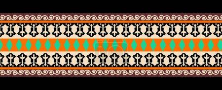 Broderie de point de croix floral sur fond bleu marine. Modèle sans couture ethnique oriental géométrique traditional.Aztec style vector.design abstrait pour la texture, tissu, vêtements, emballage, décoration, tapis.