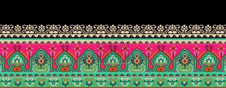 Ikat bordado paisley floral sobre fondo blanco.Ikat patrón étnico oriental traditional.Aztec estilo abstracto vector illustration.design para textura, tela, ropa, envoltura, decoración, bufanda, impresión.