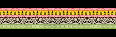 Geometrisches Design ethnischer Muster für Hintergrund oder Tapeten und Kleidung. Nahtloses florales Vektormotiv Bordüre Design. Nahtloser Paisley-Blumenrand und Motiv-Design.
