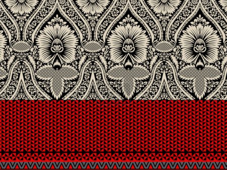 Seamless brown Arabic floral border. Talavera pattern. Azulejos portugal. Turkish ornament. Moroccan tile mosaic. Spanish porcelain. Ceramic tableware, folk print. Spanish pottery. Ethnic background.