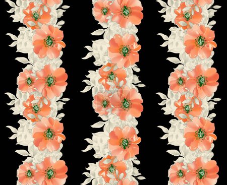 Photo for Abstract monochrome color big flowers all over textiles design illustration digital image can be used for wrapping paper - Royalty Free Image