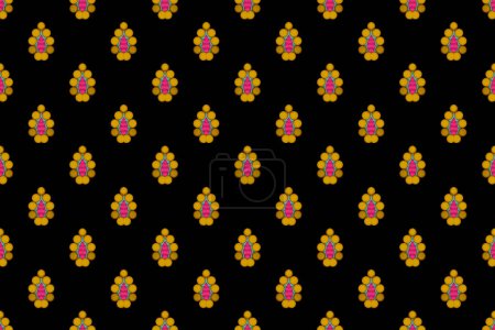 Photo for Peacock feather ombre pattern ditzy floral motif. Lineal flowers paisley allover design. Simple geometric ornament. Print block for brocade, chiffon dress fabric, apparel textile, garment, accessories - Royalty Free Image