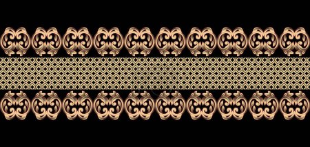 Seamless brown Arabic floral border. Turkish decorative seamless pattern. Vintage Islamic colorful motif illustration in a modern theme. Traditional folk artwork. Rococo wall. Exotic motif design hand drawn art, Mughal  background
