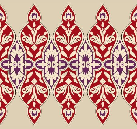 Téléchargez les photos : Ikat broderie de paisley floral sur fond crème. Ikat motif oriental ethnique traditional.Aztec style abstrait illustration.design pour la texture, tissu, vêtements, emballage, décoration, sarong, écharpe - en image libre de droit