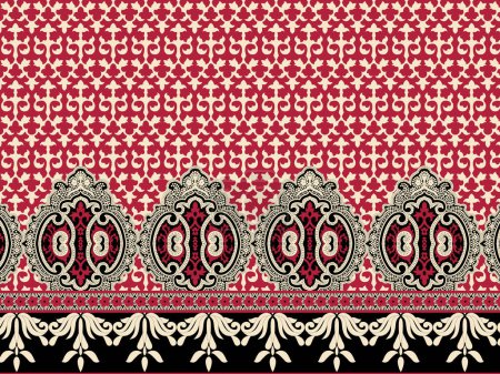 Ikat floral paisley embroidery on white background.Ikat ethnic oriental pattern traditional.Aztec style abstract illustration.design for texture,fabric,clothing,wrapping,decoration,carpet,print