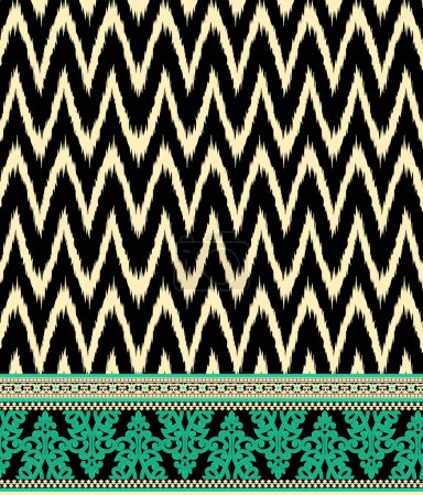 Ethnische ikat Chevron Muster Hintergrund Traditionelle Muster auf dem Stoff in Indonesien und anderen asiatischen Ländern. Usbekisches Ikat-traditionelles Seidenprodukt in Usbekistan und Zentralasien, das in der Wohnkultur und Textilindustrie verwendet wird