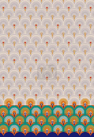 Traditional Border textile design motif with geometrical border seamless and ethnic style decoration for textile branding. Digital Textile Design Border Geometrical And Ethnic Colorful Border Motifs Design