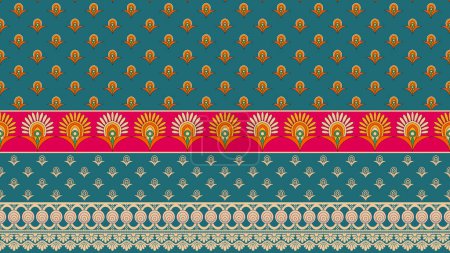 ethnic border design with a solid background. Traditional Border textile design motif with geometrical border seamless and ethnic style decoration for textile branding.