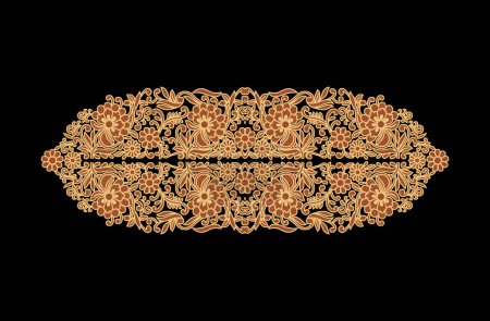 Ikat bordado paisley floral sobre fondo negro.patrón oriental étnico geométrico tradicional.Azteca estilo abstracto illustration.design para textura, tela, ropa, envoltura, decoración, alfombra.