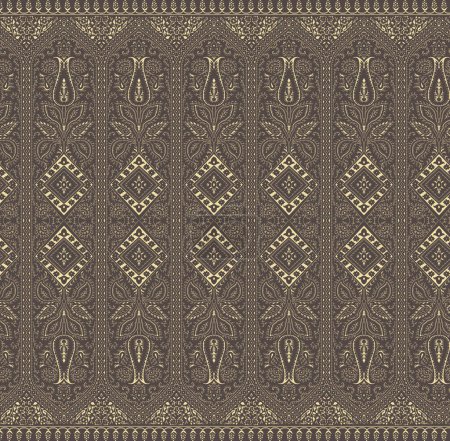 Textile digital design motif ornament ethnic ikat border pattern hand made artwork abstract shape wallpaper gift card frame for women's clothing front back with dupatta used in fabric textile industry