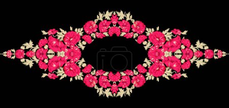 Digital textile design flower and leaves. Flowers are full of romance, the leaves and flowers art design. Cute pattern in small simple flowers. Seamless background and seamless border. An example of the pattern.