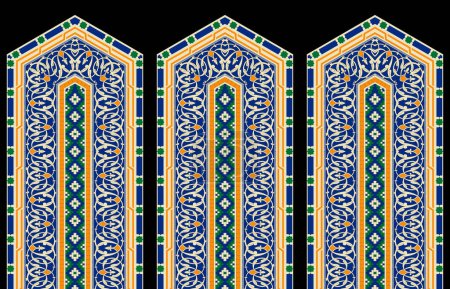 Illustration for Spines of books pattern set. Bookbinding template design. Samples roots of book or bookmarks. Luxury gold and blue ornament. Ornamental frames and borders. Rasterized version. - Royalty Free Image