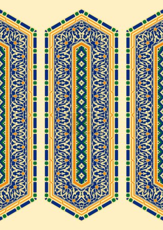 Illustration for Spines of books pattern set. Bookbinding template design. Samples roots of book or bookmarks. Luxury gold and blue ornament. Ornamental frames and borders. Rasterized version. - Royalty Free Image