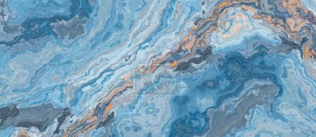 Photo for High resolution blue marble tile with white veins. Texture and background. 2d illustration - Royalty Free Image