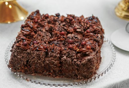 Photo for Homemade chocolate cake with nuts. - Royalty Free Image