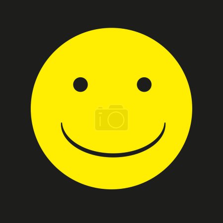 Illustration for Happy smiley emoticon icon on black background - Royalty Free Image