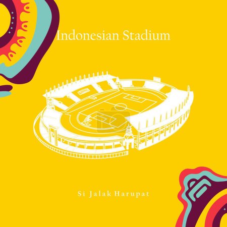 Ilustración de Cianjur, Indonesia - January 29 2023: FIFA U20 World Cup Indonesia 2023, Si Jalak Harupat Stadium Indonesia, White Color. - Imagen libre de derechos
