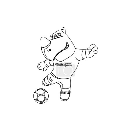 Ilustración de Cianjur, Indonesia  February 6 2023: Bacuya maskot of FIFA U20 World Cup Indonesia 2023, Line Art Design - Imagen libre de derechos