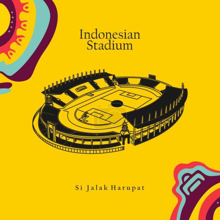 Ilustración de Cianjur, Indonesia - January 29 2023: FIFA U20 World Cup Indonesia 2023, Si Jalak Harupat Stadium Indonesia, Black Color. - Imagen libre de derechos