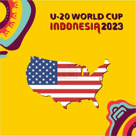 Ilustración de Cianjur, Indonesia  February 7 2023: FIFA U20 World Cup Indonesia 2023 participant, United States - Imagen libre de derechos