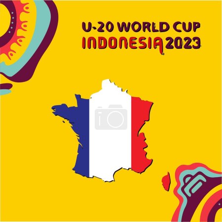 Ilustración de Cianjur, Indonesia  February 7 2023: FIFA U20 World Cup Indonesia 2023 participant, France - Imagen libre de derechos