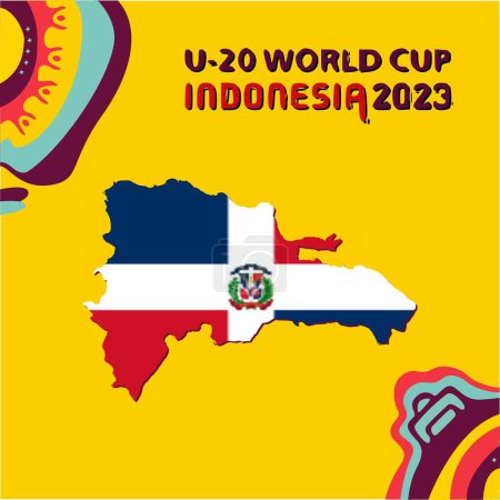 Ilustración de Cianjur, Indonesia  February 7 2023: FIFA U20 World Cup Indonesia 2023 participant, Dominican Republic - Imagen libre de derechos