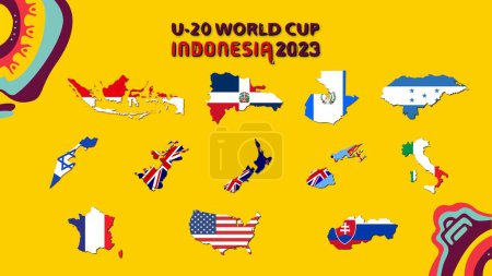 Ilustración de Cianjur, Indonesia  February 7 2023: FIFA U20 World Cup Indonesia 2023 participant - Imagen libre de derechos