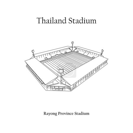 Ilustración de Diseño gráfico del Estadio Provincial PTT Rayong. AFF Sub-23 Championship 2023 Estadio internacional de fútbol en Tailandia. - Imagen libre de derechos