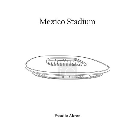 Illustration for Graphic Design of the Estadio Akron Guadalajara City. FIFA World Cup 2026 in United States, Mexico, and Canada. Mexico International Football Stadium. - Royalty Free Image