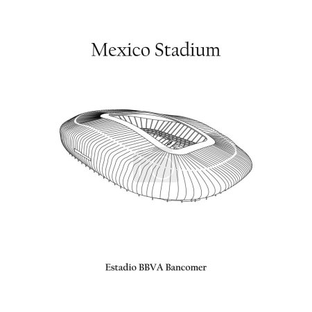 Illustration for Graphic Design of the Estadio BBVA Bancomer Monterrey City. FIFA World Cup 2026 in United States, Mexico, and Canada. Mexico International Football Stadium. - Royalty Free Image
