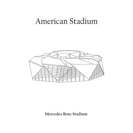 Ilustración de Diseño gráfico del Mercedes Benz Stadium Atlanta City. Copa Mundial de la FIFA 2026 en Estados Unidos, México y Canadá. Estadio de fútbol americano internacional. - Imagen libre de derechos
