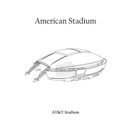 Téléchargez les illustrations : Graphic Design of the AT and T Stadium Dallas City. Coupe du monde 2026 de la FIFA aux États-Unis, au Mexique et au Canada. Stade international de football américain. - en licence libre de droit