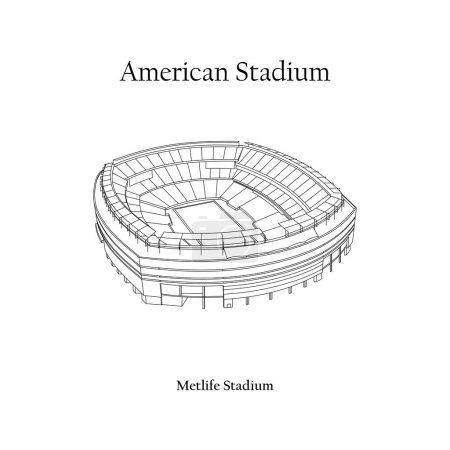 Téléchargez les illustrations : Graphic Design of the Metlife Stadium New York. Coupe du monde 2026 de la FIFA aux États-Unis, au Mexique et au Canada. Stade international de football américain. - en licence libre de droit