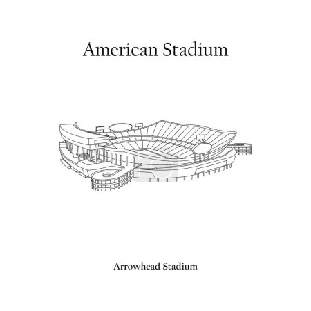 Ilustración de Graphic Design of the Arrowhead Stadium Kansas City. Copa Mundial de la FIFA 2026 en Estados Unidos, México y Canadá. Estadio de fútbol americano internacional. - Imagen libre de derechos