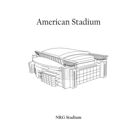 Ilustración de Diseño gráfico del estadio NRG Houston City. Copa Mundial de la FIFA 2026 en Estados Unidos, México y Canadá. Estadio de fútbol americano internacional. - Imagen libre de derechos