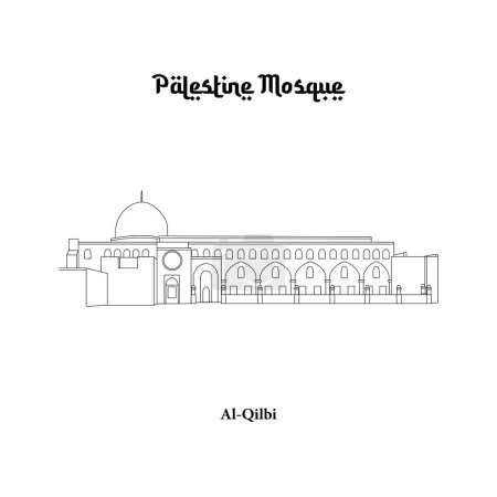 Illustration for Vector design of the Al Qilbi Mosque in the city of Jerusalem. Palestine Mosque line art design isolated white background - Royalty Free Image