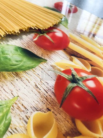 Photo for Pasta, noodles, spaghetti, flour, flour, cooking, kitchen, food, cook, delicious, benefit, health, vegan, veganism, table, board - Royalty Free Image